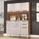 Ver imagem 3 de Armário de Cozinha Completa Compacta 6 Portas 2 Gavetas 1,20m Pop Nature / Off White Zanzini
