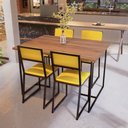Ver imagem 1 de Conjunto Mesa de Jantar Retangular Imbuia 4 Cadeiras Riviera Industrial Don Castro Decor Rivie