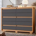 Ver imagem 6 de Guarda Roupa Solteiro Frizatto 02 Portas de Correr e Cômoda Duetto 10 Gavetas Freijo Titanium- Móvei