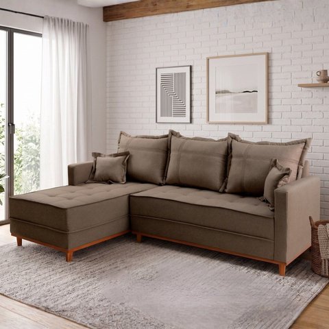 Sofá 3 Lugares Onix com Chaise Lado Esquerdo 230cm em Linho