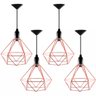 Kit 4 Lustres Pendente Aramado Diamante Cobre - Decora Na Net - 1