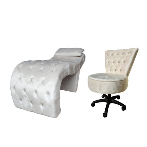 Kit Maca Estética Capitonê Inclinada C/ Mocho Slk Decor Nina Marrom