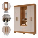 Ver imagem 5 de Guarda-roupa Casal Tijucas 4 Portas 2 Gavetas com Espelho Freijó Trend/off White - Pnr Móveis