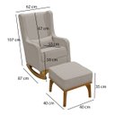 Ver imagem 2 de - Poltrona de Amamentação e Balanço Retro Áquila C/ Puff Bege