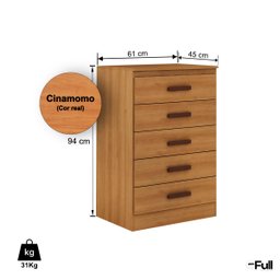 Cômoda Organizadora Grande 5 Gavetas Quarto Casal Cinamomo - 4