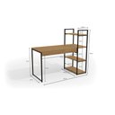 Ver imagem 3 de Mesa Escritório Desk com 3 Prateleiras Freijó/preto Fosco