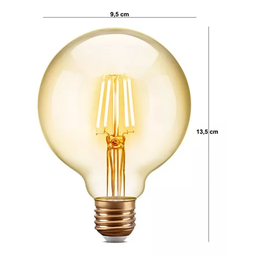 Kit 3 Lâmpada Filamento Led G95 4w E27 Âmbar Retrô Vintage 110v/220v Bivolt - 5