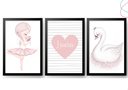 Ver imagem 2 de Kit 3 Quadros Decorativos - Bailarina Cisne Moldura Vidro:branca