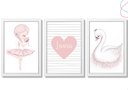 Ver imagem 1 de Kit 3 Quadros Decorativos - Bailarina Cisne Moldura Vidro:branca