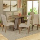 Ver imagem 1 de Conjunto Sala de Jantar Mesa Tampo de Madeira 6 Cadeiras Rustic/crema/imperial Fabiana Madesa