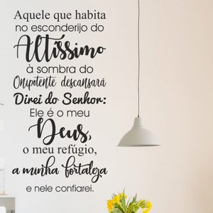 Adesivo de Parede Religioso Fé Salmos 91 Aquele que Habita