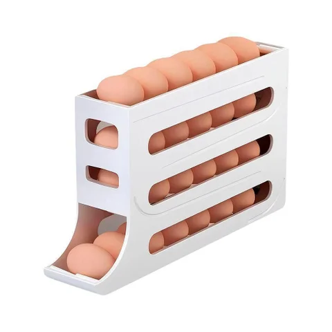Porta Ovos Organizador de Geladeira Dispenser Bandeja 30 Ovos 4 Andares Cor Branco Prático