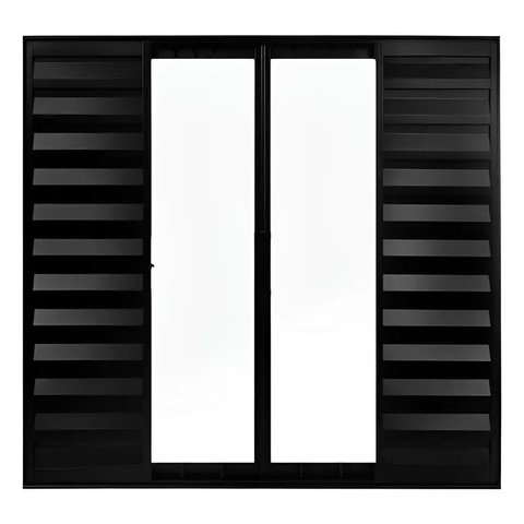 Janela de Alumínio Preto Veneziana de Correr 6 Folhas sem Grade Cmc Linha Modular - 1.00 L X 1.20 a
