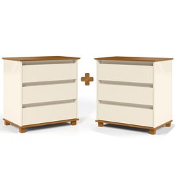 Mesinha para Cabeceira Grande 2 Unidades Off White E.j Móveis - 1