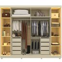 Ver imagem 4 de Guarda Roupa Casal Cumaru 6 Portas 2 Portas Reflecta com LED e Pés Yescasa