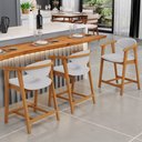 Ver imagem 2 de Kit 02 Banquetas Baixa para Cozinha Sala Jantar Bancada Cecília L02 Linho Cinza - Lyam Decor