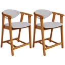 Ver imagem 1 de Kit 02 Banquetas Baixa para Cozinha Sala Jantar Bancada Cecília L02 Linho Cinza - Lyam Decor