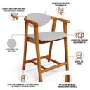 Ver imagem 4 de Kit 02 Banquetas Baixa para Cozinha Sala Jantar Bancada Cecília L02 Linho Cinza - Lyam Decor