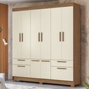 Ver imagem 1 de Guarda-roupa Casal Leoni 8 Portas 4 Gavetas Jatoba/areia - Pnr Móveis