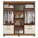 Ver imagem 3 de Guarda-roupa Casal Leoni 8 Portas 4 Gavetas Jatoba/areia - Pnr Móveis