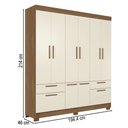Ver imagem 4 de Guarda-roupa Casal Leoni 8 Portas 4 Gavetas Jatoba/areia - Pnr Móveis