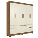 Ver imagem 2 de Guarda-roupa Casal Leoni 8 Portas 4 Gavetas Jatoba/areia - Pnr Móveis