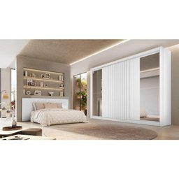Guarda Roupa Casal 3 Portas 6 Gavetas Flex Vitoria 100% Mdf Móveis Europa com Espelho Branco - 1