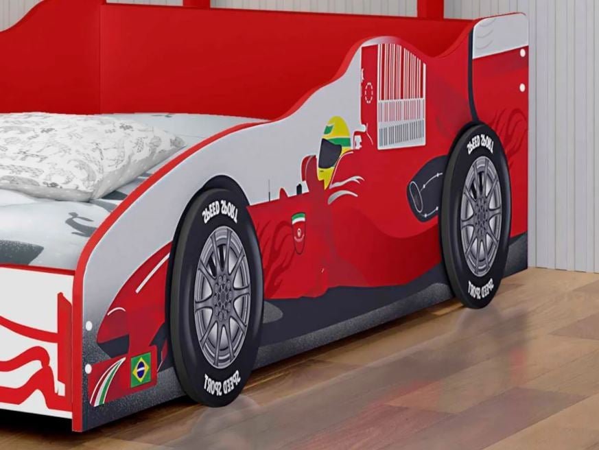 Cama Infantil Carro Corrida Formula 1 Vermelho - 5