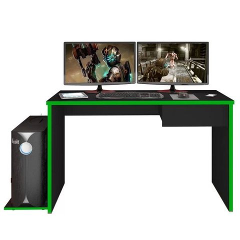 Mesa para Computador Notebook Desk Game Drx 8000 1 Gaveta - Mpozenato - Preto/Verde
