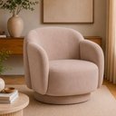 Ver imagem 3 de Poltrona Decorativa Oliva Base Giratória Veludo Amêndoa Confortável Sallar Home