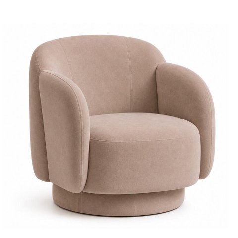 Poltrona Decorativa Oliva Base Giratória Veludo Amêndoa Confortável Sallar Home