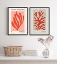 Ver imagem 2 de Kit 2 Quadros Decorativos Corais de Matisse 45x34cm - com Vidro:madeira Preta