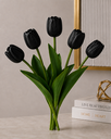 Ver imagem 2 de Kit 5 Tulipas Preto Artificiais Flores Decorativas Realistas para Decoração