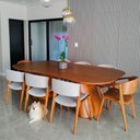 Ver imagem 2 de Mesa de Jantar Orgânica 210x120cm Carvy Madeira Maciça Castanho Claro - Sallar Home