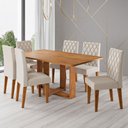 Ver imagem 1 de Mesa de Jantar 6 Lugares Afrodite Mel/veludo Pastel - Viero Móveis