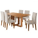Ver imagem 2 de Mesa de Jantar 6 Lugares Afrodite Mel/veludo Pastel - Viero Móveis