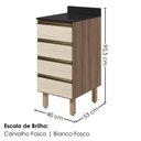 Ver imagem 3 de Balcão com Tampo 4 Gavetas MDF 40 cm Kali 1641022 Carvalho Toq Bianco Nicioli