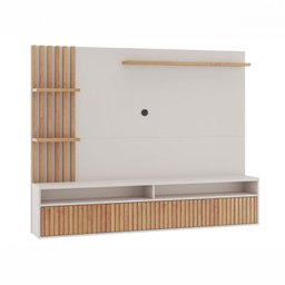 Painel Para TV Até 65 Polegadas Aurora Off White Mel Ripado Viero - 2 Painel Para TV Até 65 Polegadas Aurora Off White Mel Ripado Viero - 2