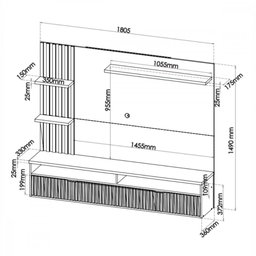 Painel Para TV Até 65 Polegadas Aurora Off White Mel Ripado Viero - 3 Painel Para TV Até 65 Polegadas Aurora Off White Mel Ripado Viero - 3