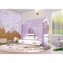 Ver imagem 2 de Cama Montessori Com Auxiliar Bola Led Colchão E Dossel Lilás