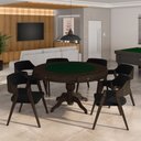 Ver imagem 1 de Conjunto Mesa de Jogos Carteado Bellagio Tampo Reversível e 6 Cadeiras Madeira Poker Base Estrela Ve