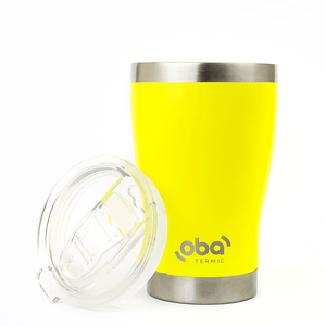 Copo Térmico Aço Inox Parede Dupla e Isolamento a Vácuo com Tampa 473 Ml Oba Térmic Neon Brilha no e
