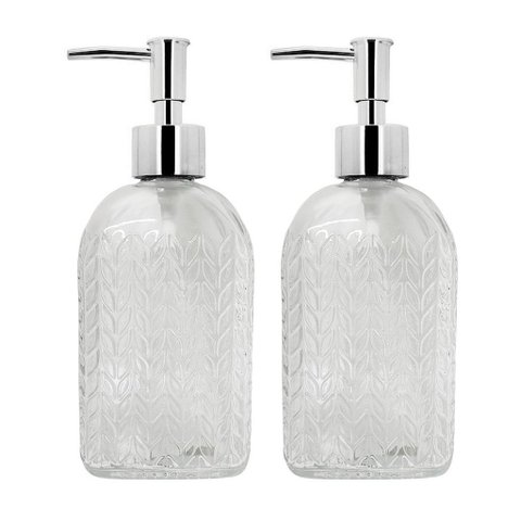 Kit Banheiro Porta Sabonete Líquido Vidro Clear 500ml 2pç