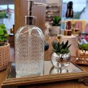 Ver imagem 2 de Kit Banheiro Porta Sabonete Líquido Vidro Clear 500ml 2pç