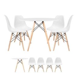 Kit - Mesa Eames 100 Cm + 4 Cadeiras Eames Dsw - Branco New - 1