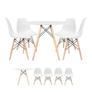 Kit - Mesa Eames 100 Cm + 4 Cadeiras Eames Dsw - Branco New