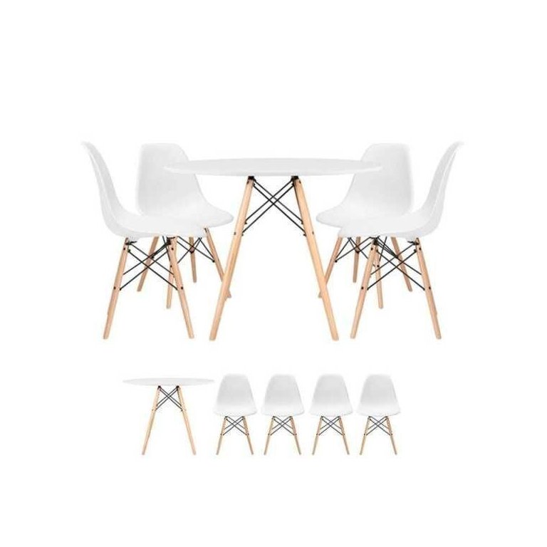 Kit - Mesa Eames 100 Cm + 4 Cadeiras Eames Dsw - Branco New