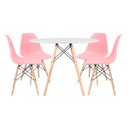 Ver imagem 1 de KIT - Mesa Eames 100 cm branco + 4 cadeiras Eames Eiffel DSW rosa