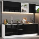 Ver imagem 1 de Armário de Cozinha Completa 240cm Branco/Preto Lux Madesa 05