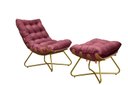 Ver imagem 1 de Poltrona Decorativa Costela com Puff Eva Dourado Mad-bordo